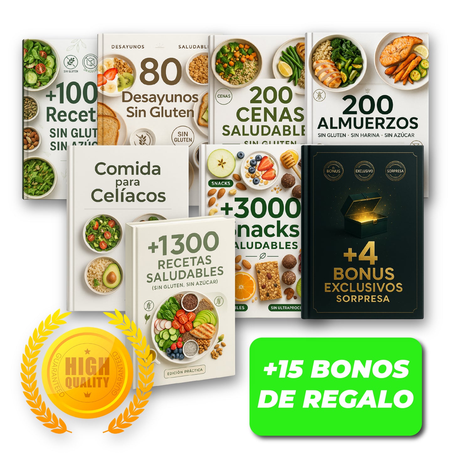 RECETARIO SIN AZUCAR Y SIN GLUTEN (+1000 RECETAS + 15 REGALOS)